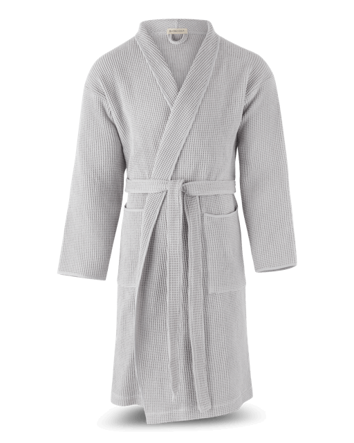 Bademantel Waffelpiqué in Cloud (Hellgrau)