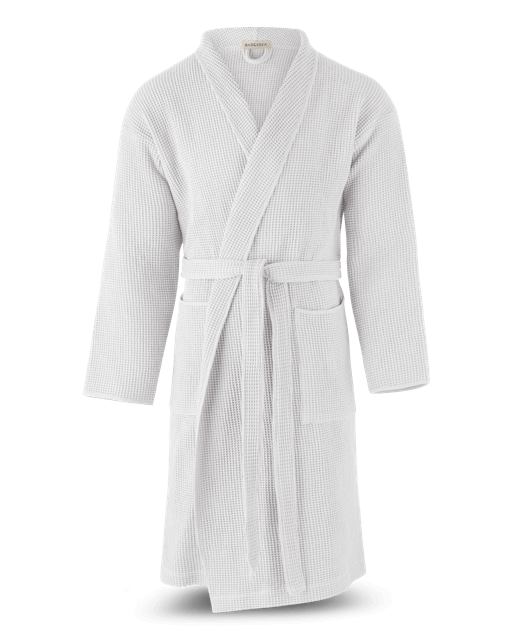 Bademantel Waffelpiqué in Weiss 