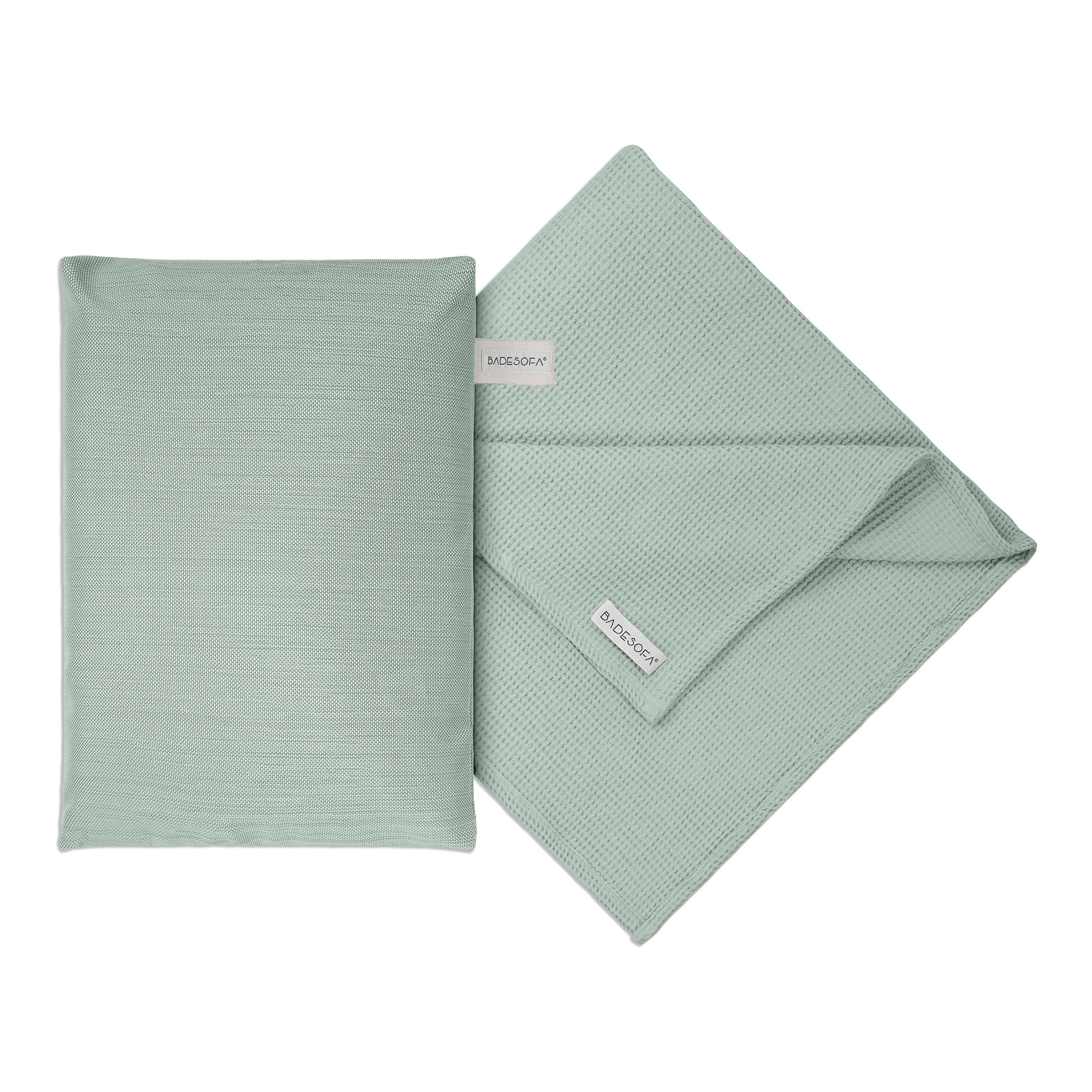Dampfsauna Set aus Badesofa Sitzkissen und Saunatuch in Grün 